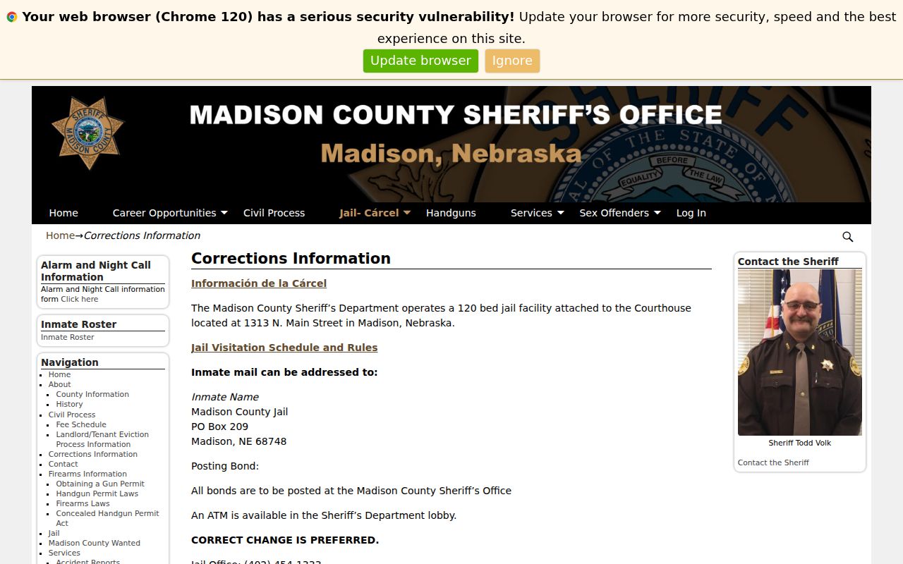 Madison County arrest record and jail information page