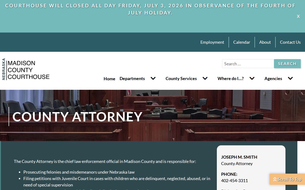 Madison criminal records and County Attorney charging information