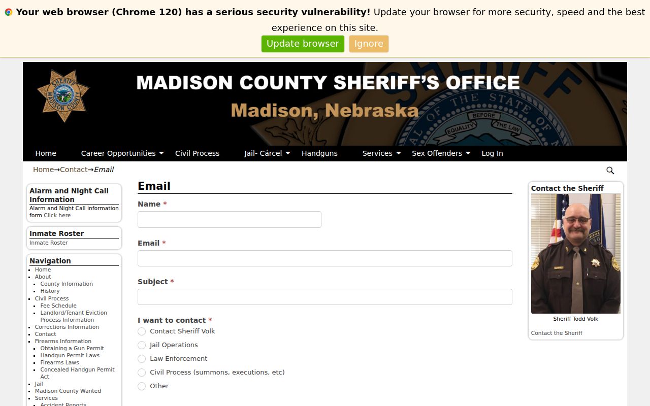 Madison criminal records request contact form for sheriff records