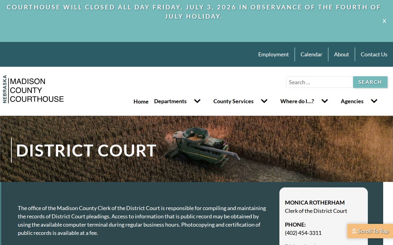Madison County criminal court case clerk information