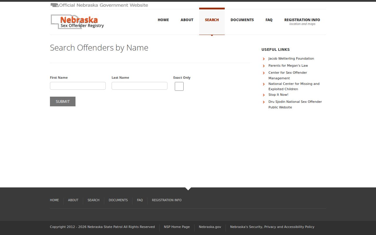 Madison County sex offender name search fields